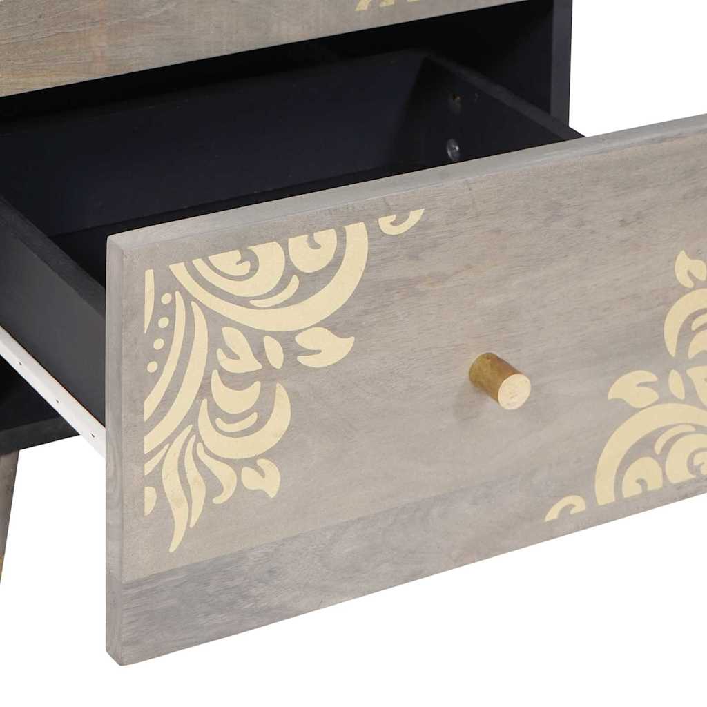 Sideboard Grå og Guld 40 x 33 x 75 cm Massivt mangotræ