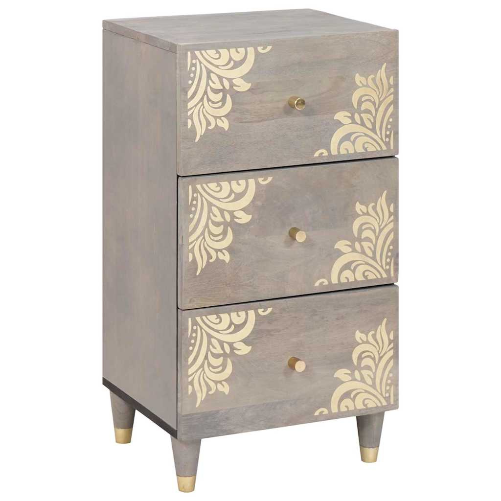 Sideboard Grå og Guld 40 x 33 x 75 cm Massivt mangotræ