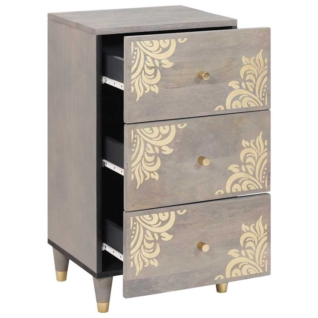 Sideboard Grå og Guld 40 x 33 x 75 cm Massivt mangotræ