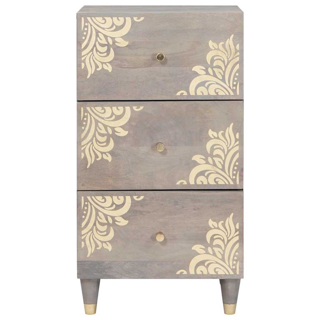 Sideboard Grå og Guld 40 x 33 x 75 cm Massivt mangotræ