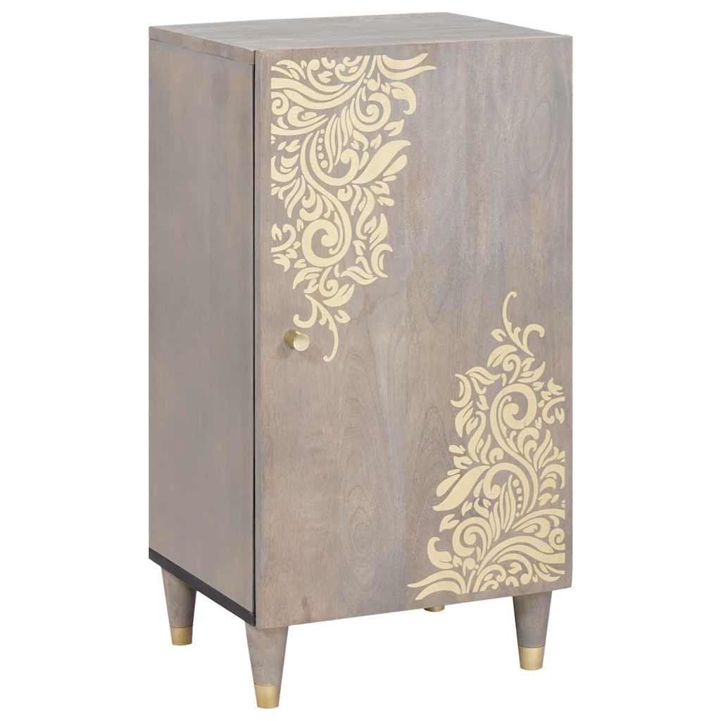 Sideboard med dør Grå og Guld 40 x 33 x 75 cm Massivt mangotræ