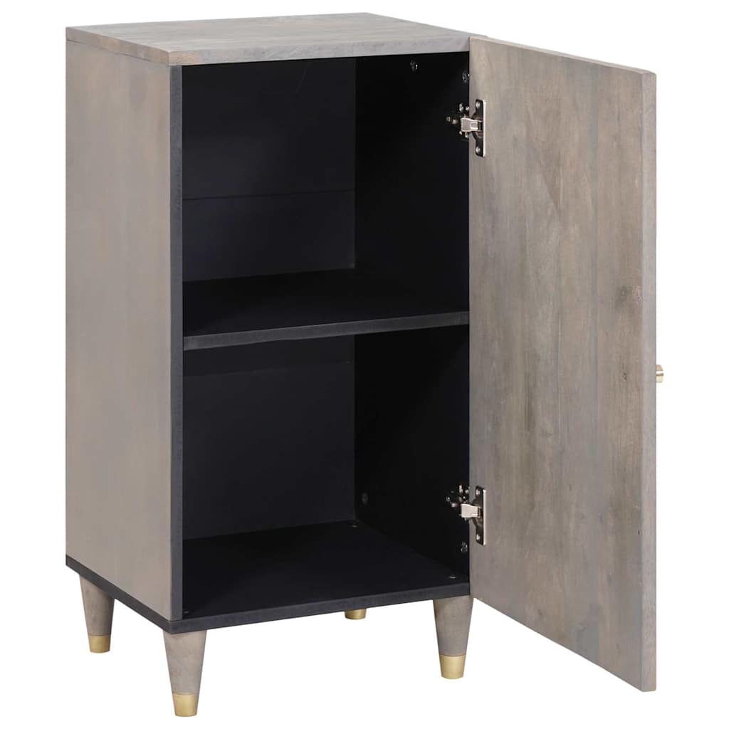 Sideboard med dør Grå og Guld 40 x 33 x 75 cm Massivt mangotræ