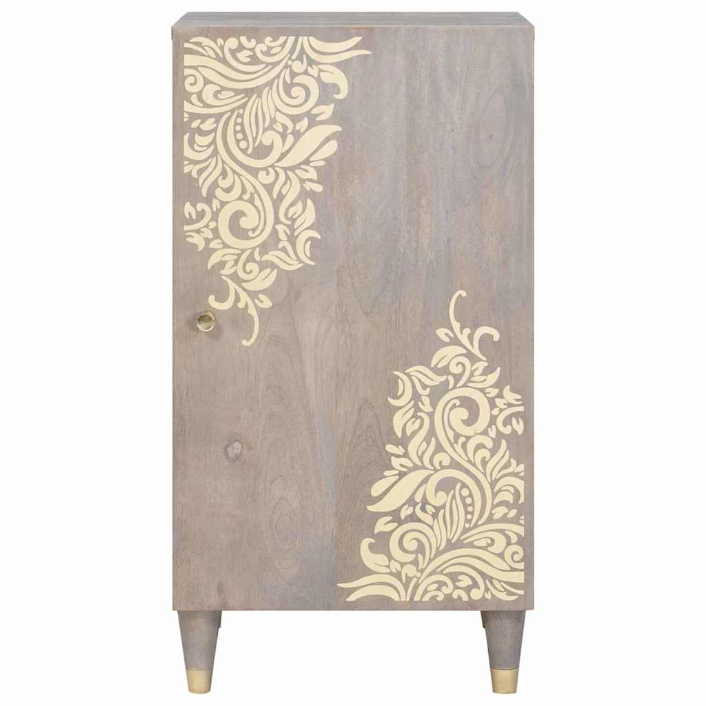 Sideboard med dør Grå og Guld 40 x 33 x 75 cm Massivt mangotræ