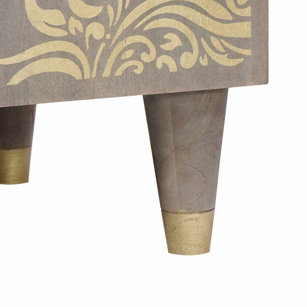 Sideboard Grå og Guld 60 x 33 x 75 cm Massivt mangotræ