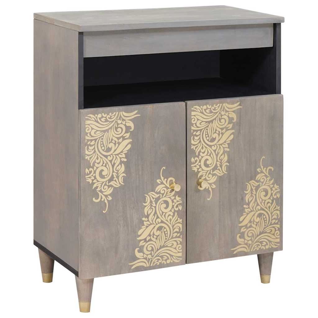 Sideboard Grå og Guld 60 x 33 x 75 cm Massivt mangotræ
