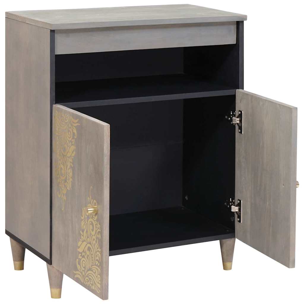 Sideboard Grå og Guld 60 x 33 x 75 cm Massivt mangotræ
