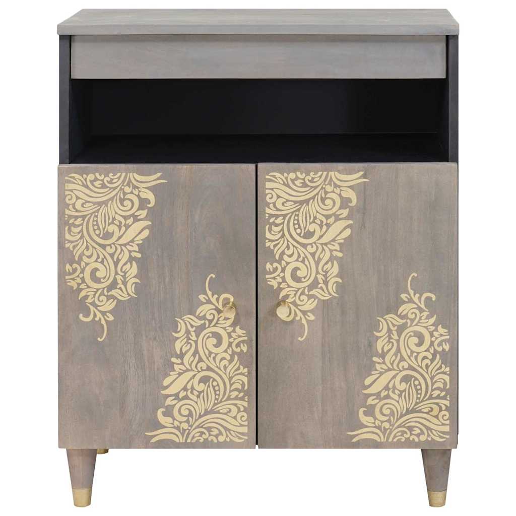 Sideboard Grå og Guld 60 x 33 x 75 cm Massivt mangotræ