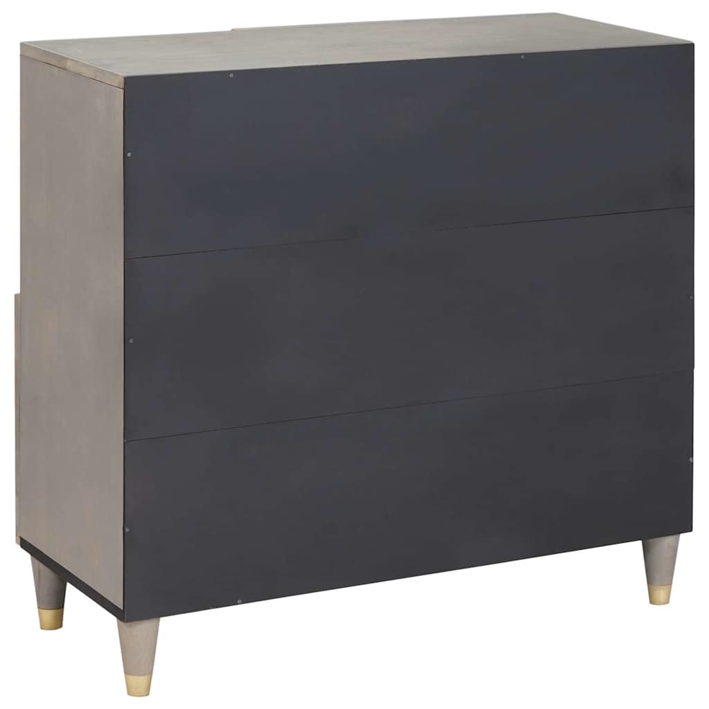 Sideboard Grå og Guld 80 x 33 x 75 cm Massivt mangotræ