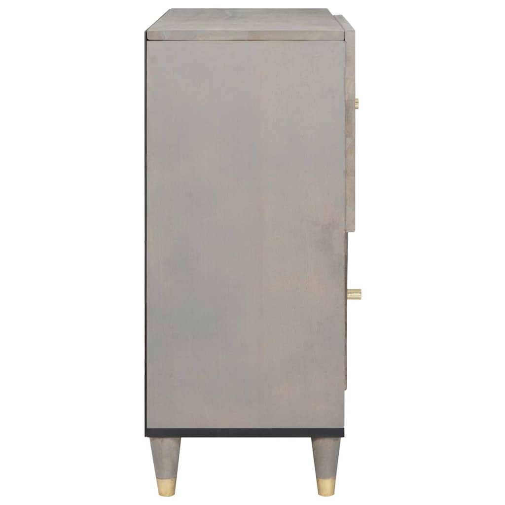 Sideboard Grå og Guld 80 x 33 x 75 cm Massivt mangotræ