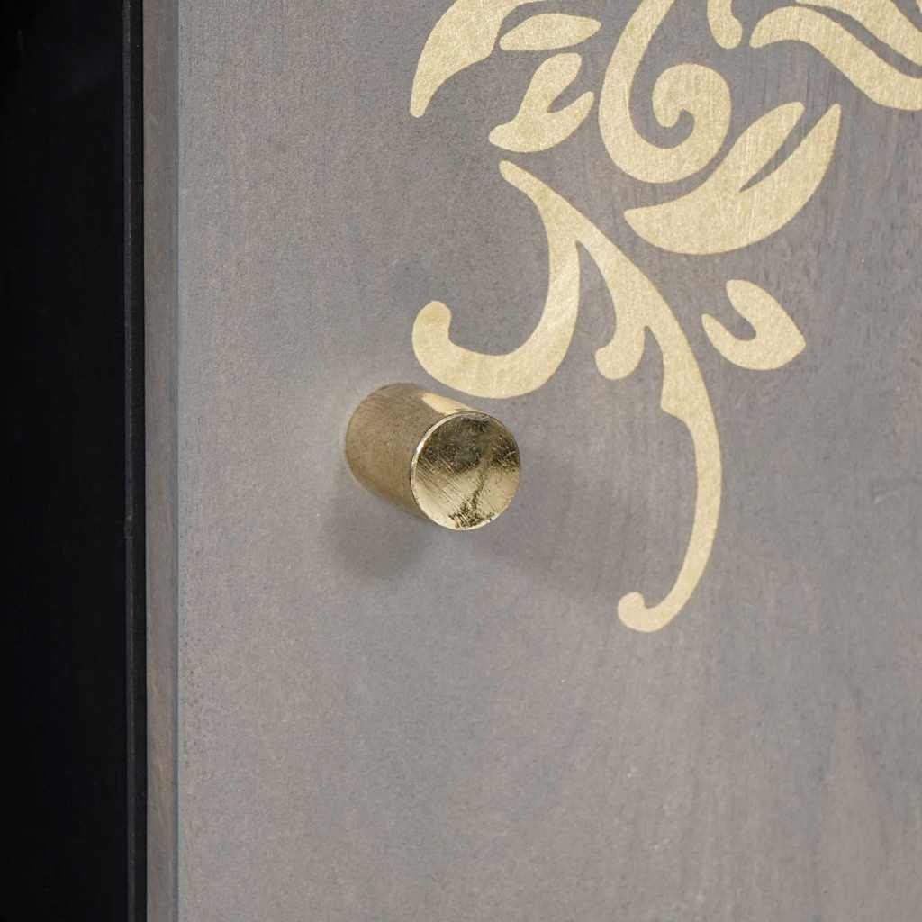 Sideboard Grå og Guld 90 x 33 x 75 cm Massivt mangotræ