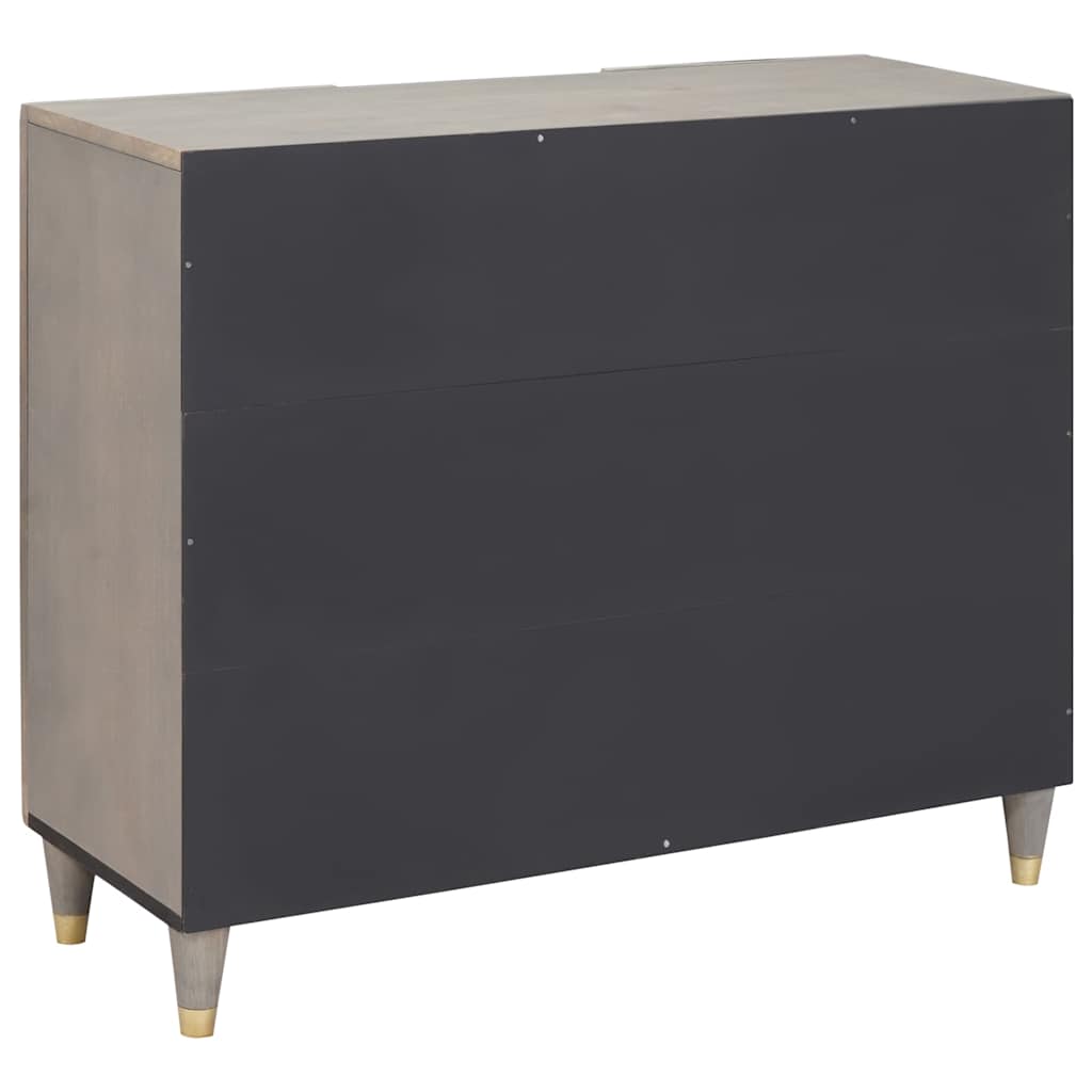 Sideboard Grå og Guld 90 x 33 x 75 cm Massivt mangotræ