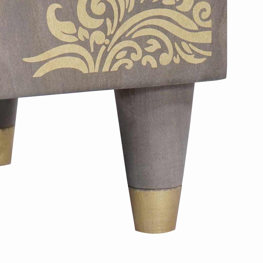 Highboard med dør Grå og Guld 40 x 33 x 110 cm Massivt mangotræ