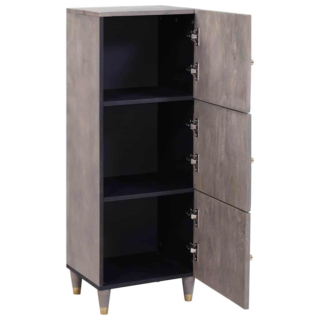 Highboard med dør Grå og Guld 40 x 33 x 110 cm Massivt mangotræ