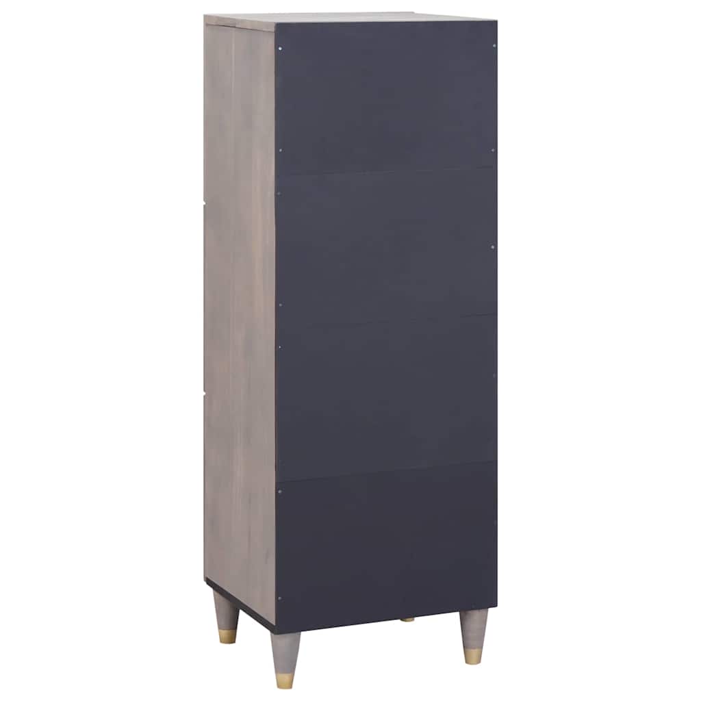Highboard med dør Grå og Guld 40 x 33 x 110 cm Massivt mangotræ