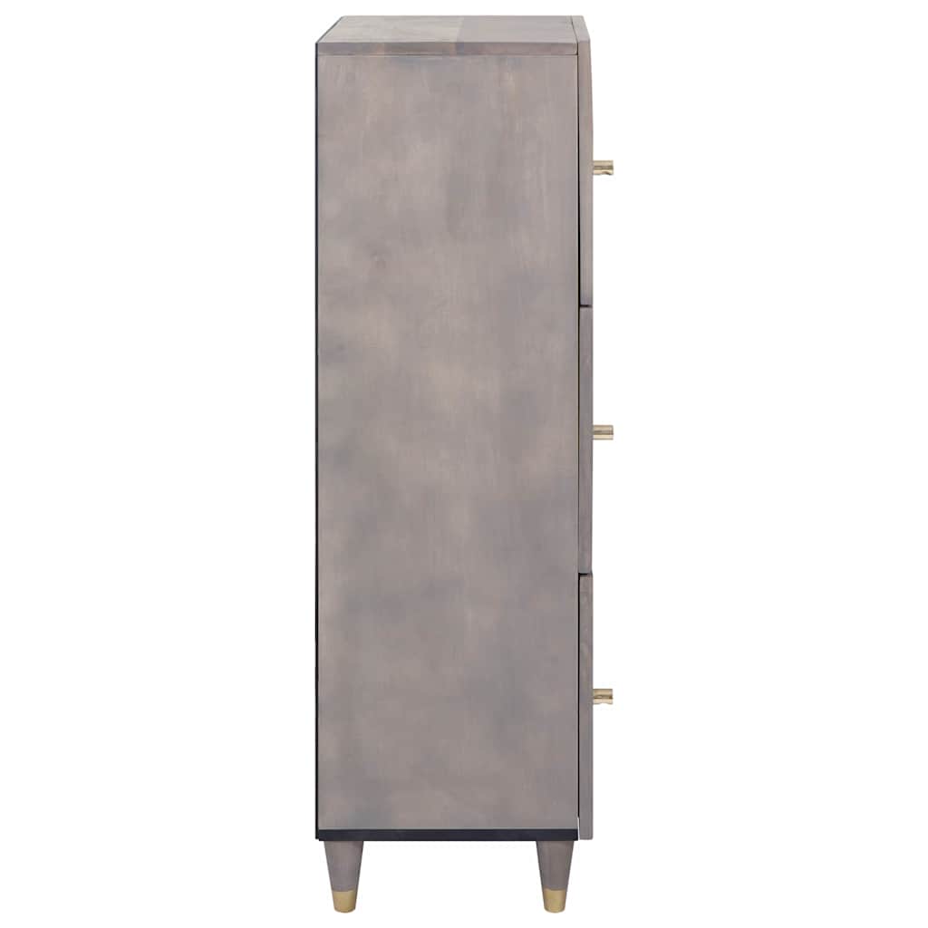 Highboard med dør Grå og Guld 40 x 33 x 110 cm Massivt mangotræ