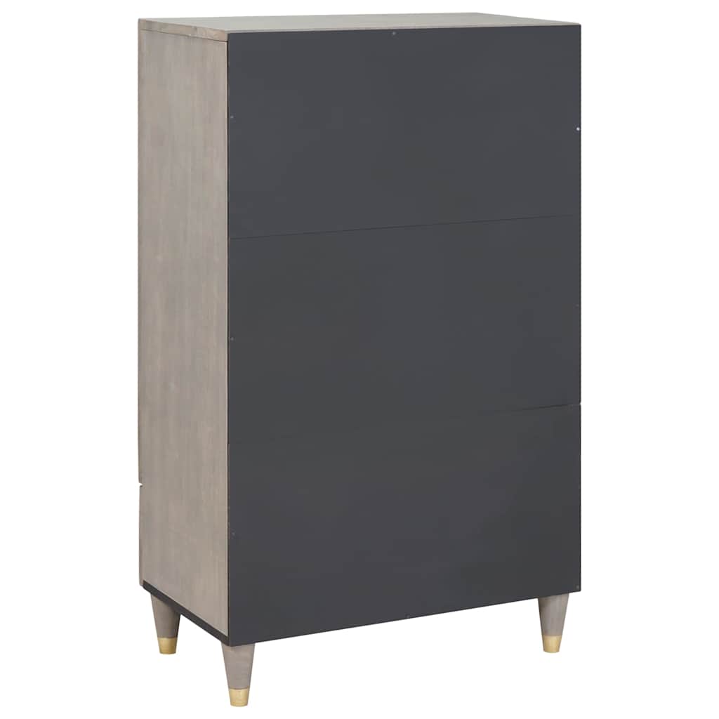 Highboard Grå og Guld 60 x 33 x 100 cm Massivt mangotræ