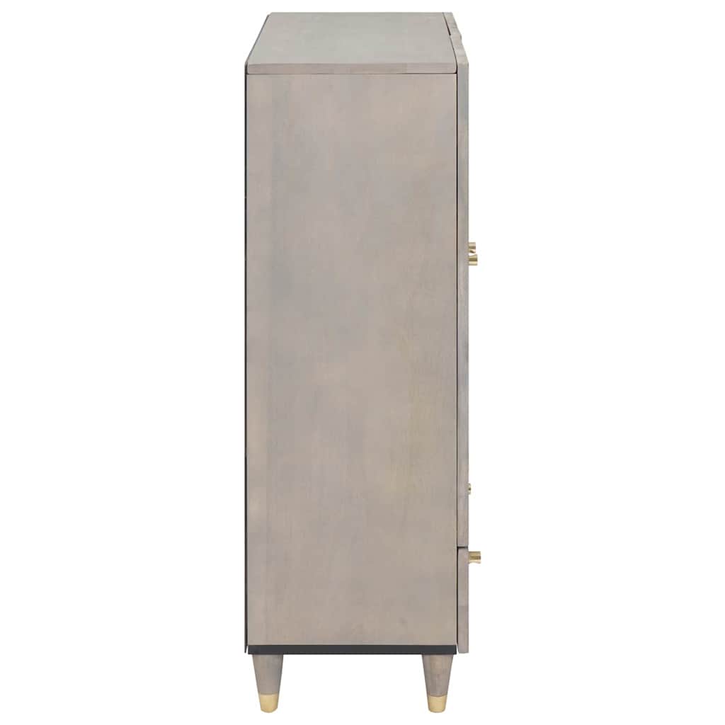 Highboard Grå og Guld 60 x 33 x 100 cm Massivt mangotræ