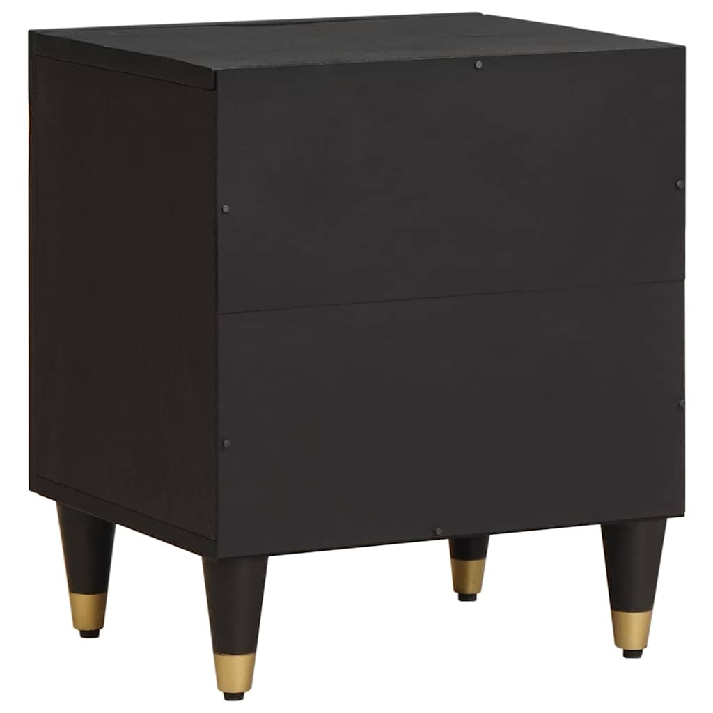Sengebord med Dør 2 stk. Sort 40 x 33 x 46 cm Massivt mangotræ