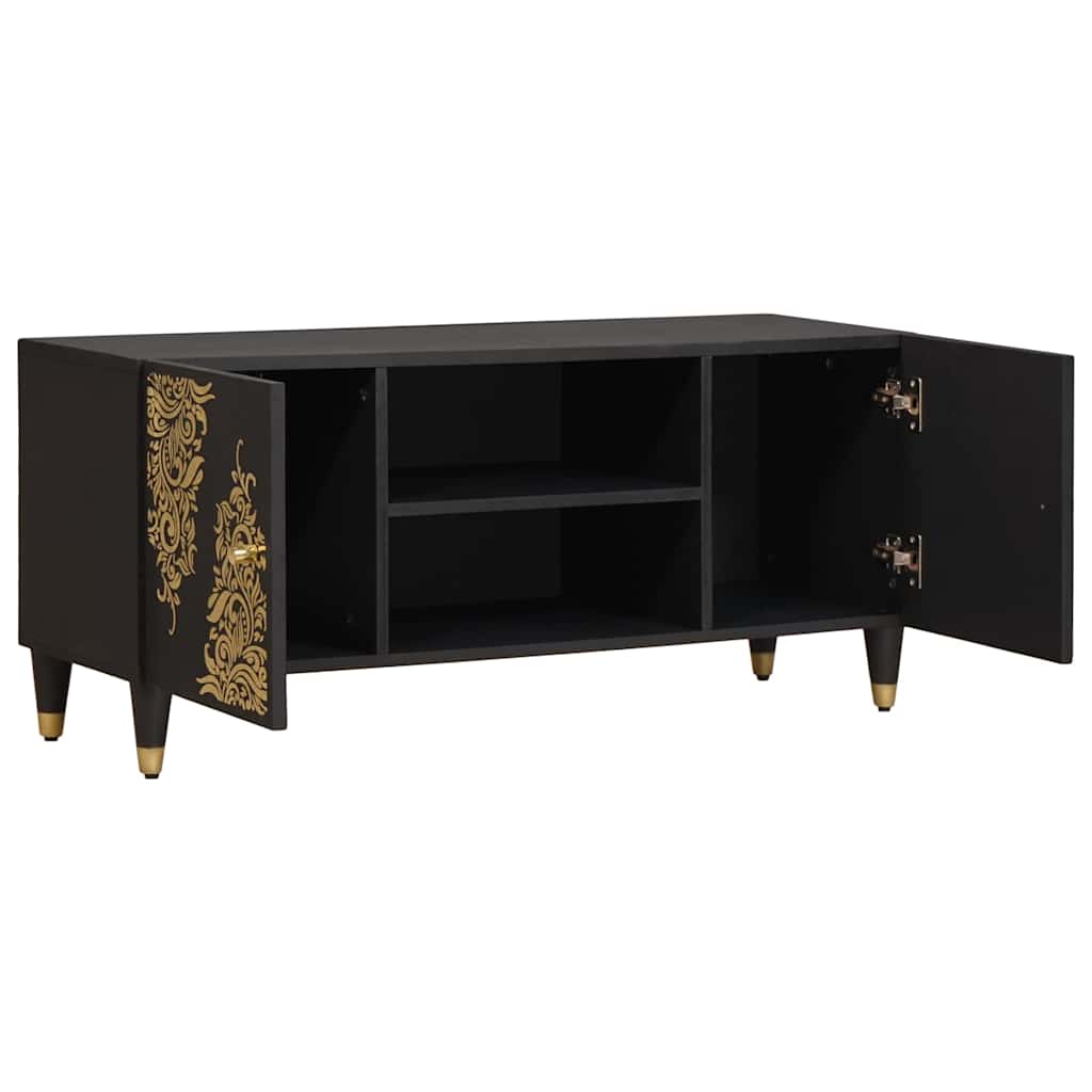 TV-skab Sort 105 x 33 x 46 cm Massivt mangotræ