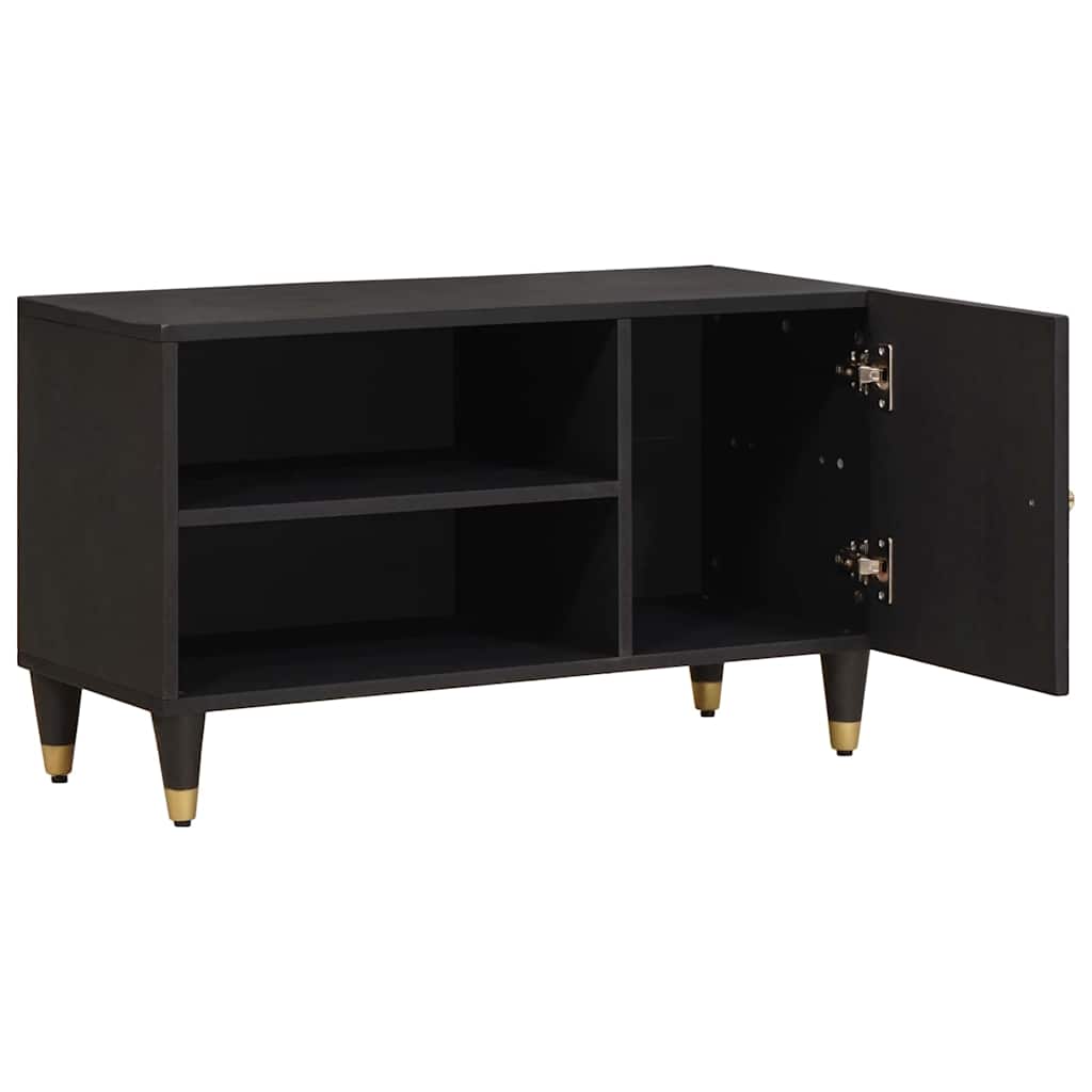 TV-skab Sort 80 x 33 x 46 cm Massivt mangotræ