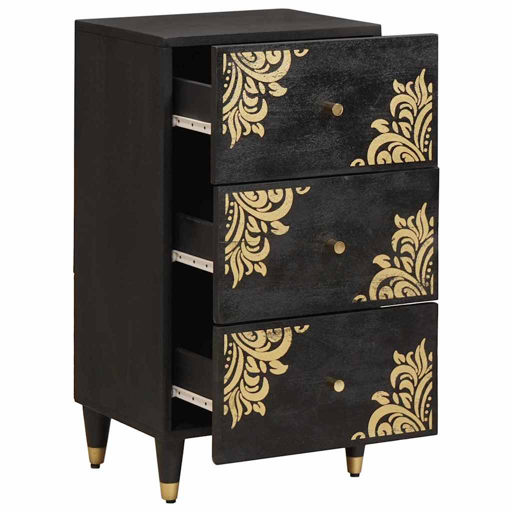 Sideboard med skuffe Sort 40 x 33 x 75 cm Massivt mangotræ