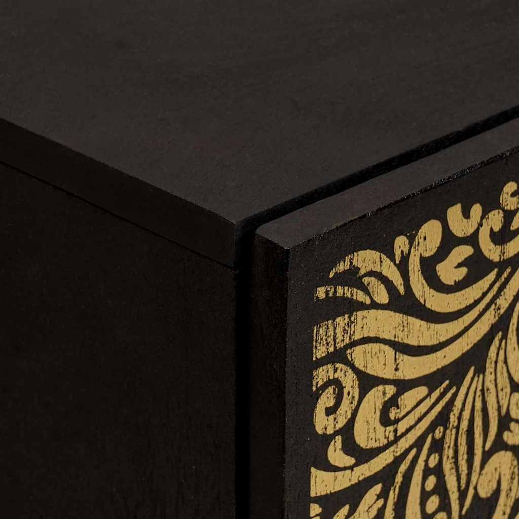 Sideboard med hylde Sort 40 x 33 x 75 cm Massivt mangotræ