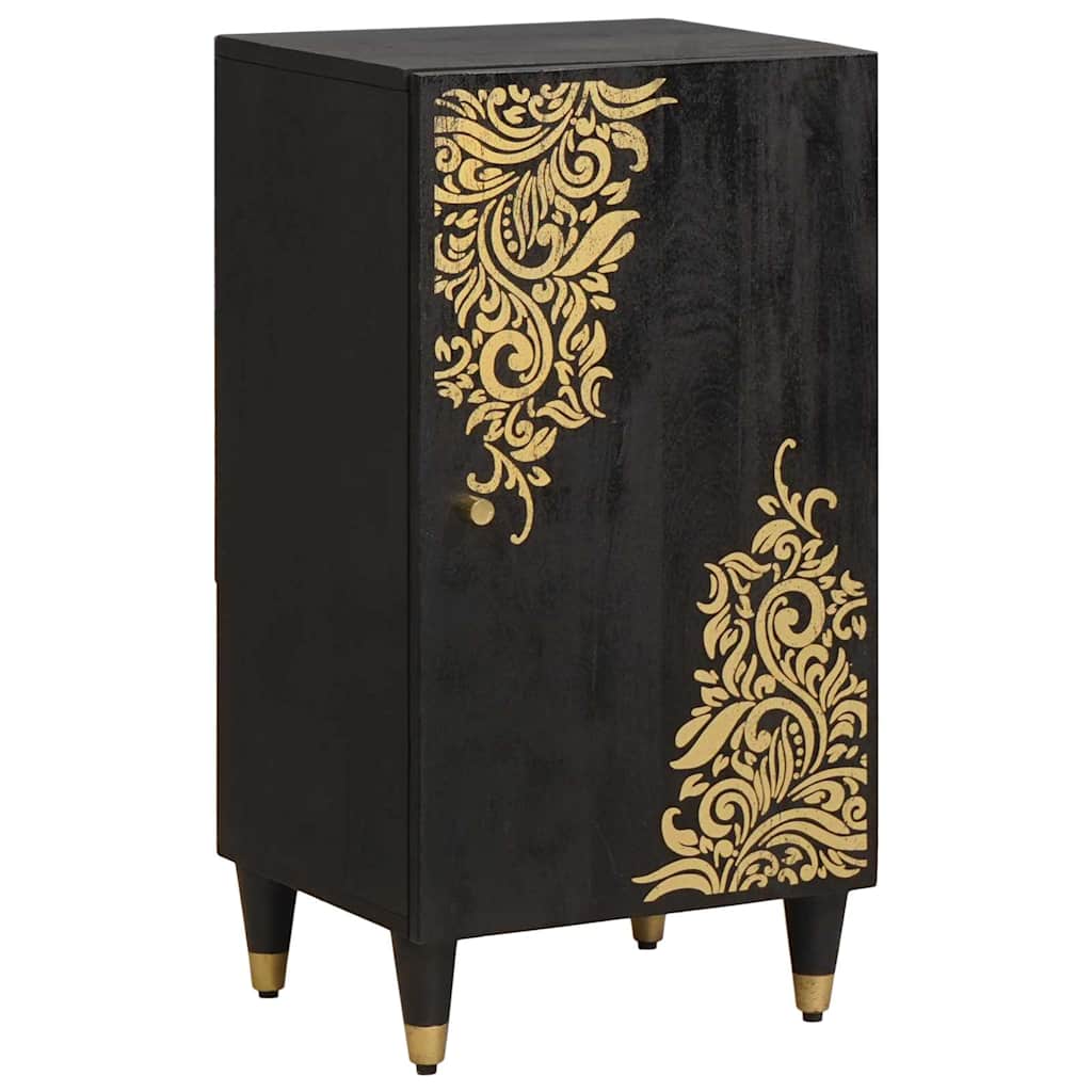 Sideboard med hylde Sort 40 x 33 x 75 cm Massivt mangotræ