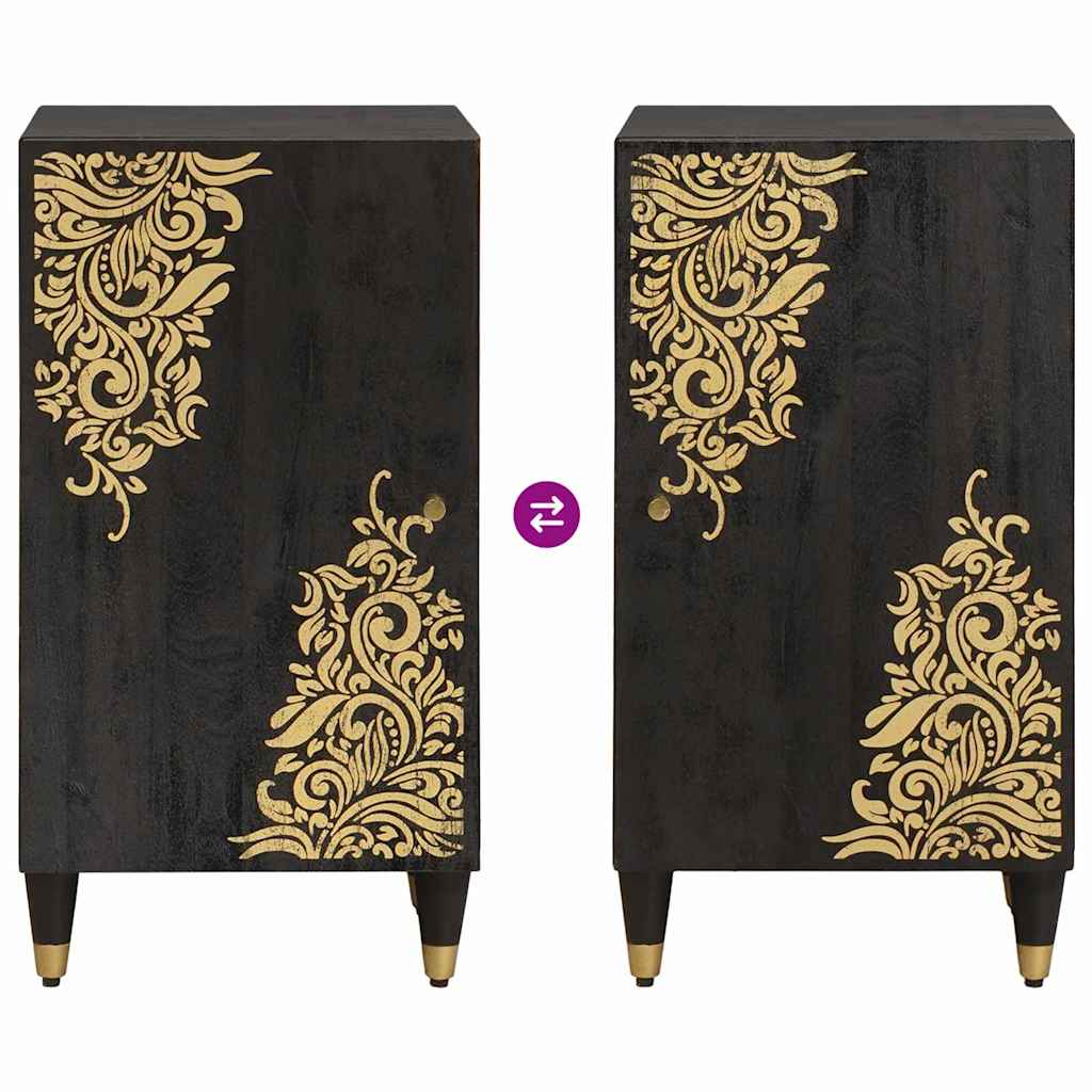 Sideboard med hylde Sort 40 x 33 x 75 cm Massivt mangotræ