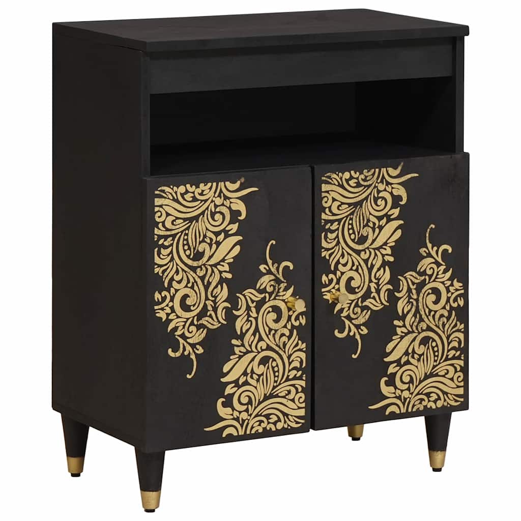 Sideboard Sort 60 x 33 x 75 cm Massivt mangotræ