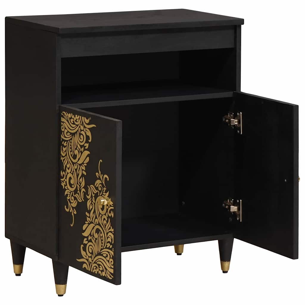 Sideboard Sort 60 x 33 x 75 cm Massivt mangotræ