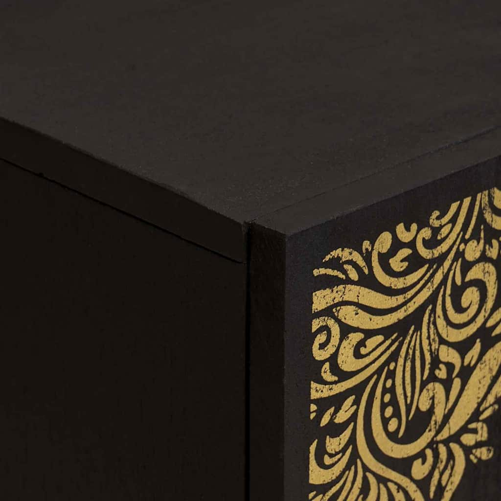 Sideboard med hylde Sort 60 x 33 x 75 cm Massivt mangotræ