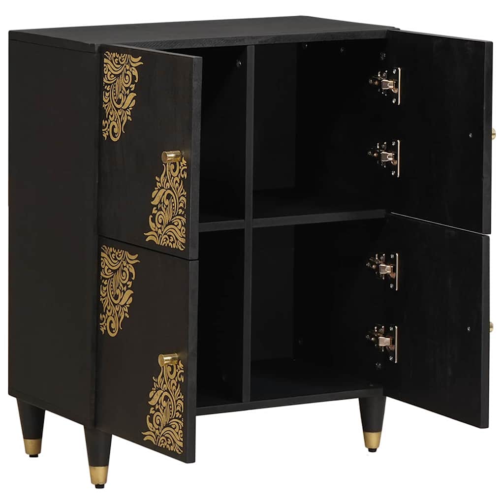 Sideboard med hylde Sort 60 x 33 x 75 cm Massivt mangotræ
