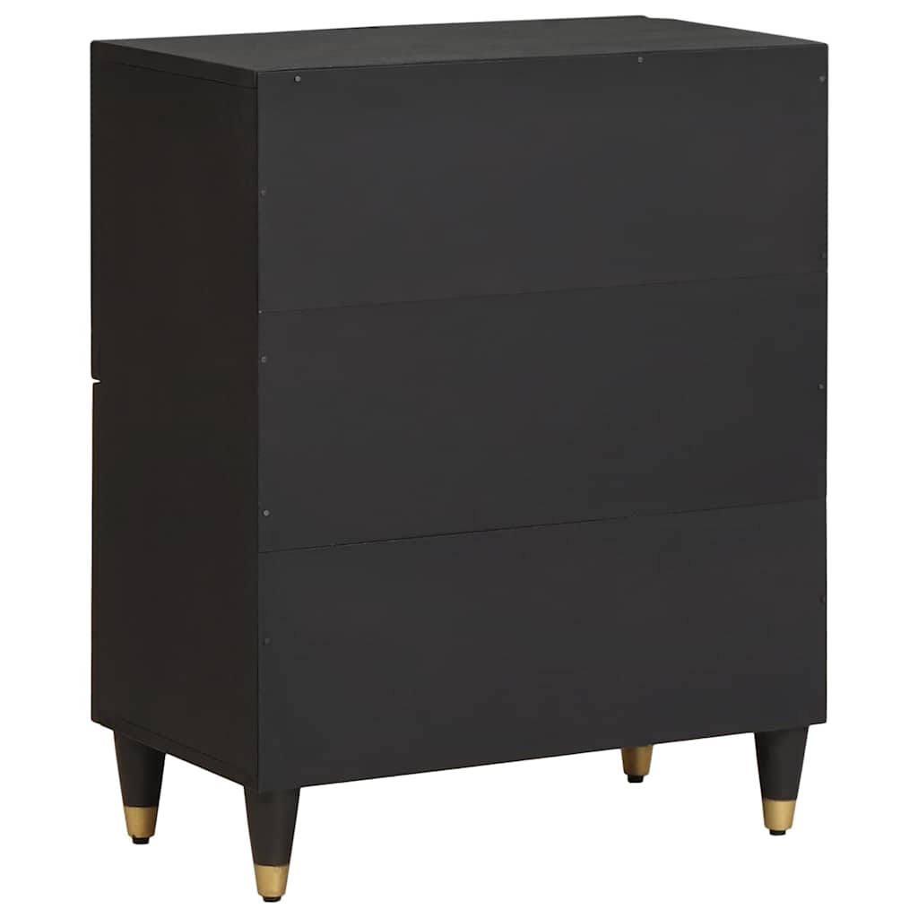 Sideboard med hylde Sort 60 x 33 x 75 cm Massivt mangotræ