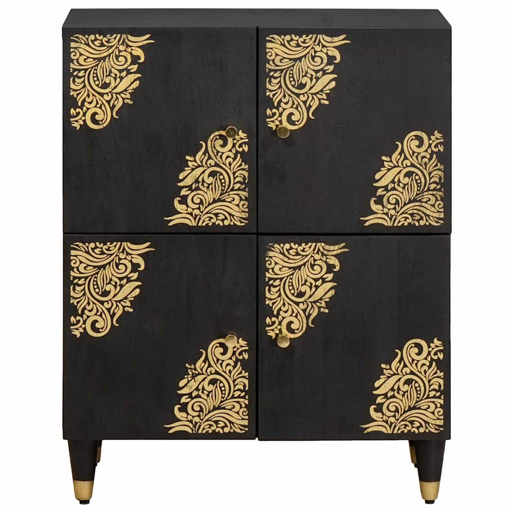 Sideboard med hylde Sort 60 x 33 x 75 cm Massivt mangotræ