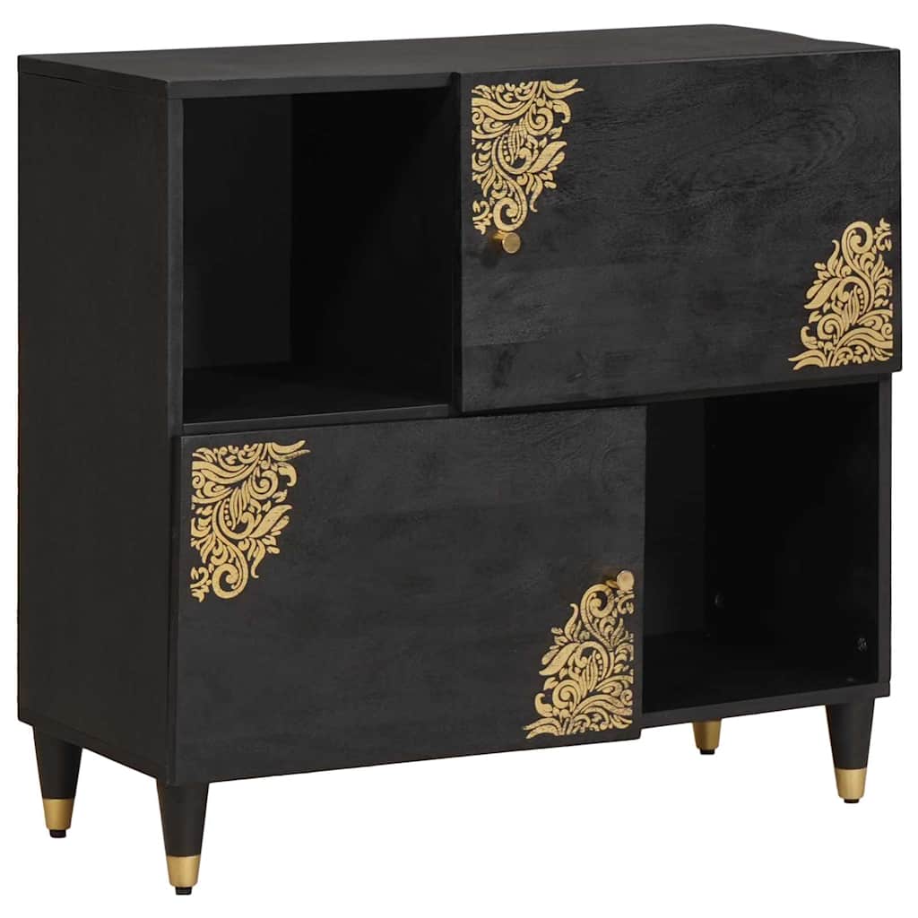 Sideboard Sort 80 x 33 x 75 cm Massivt mangotræ