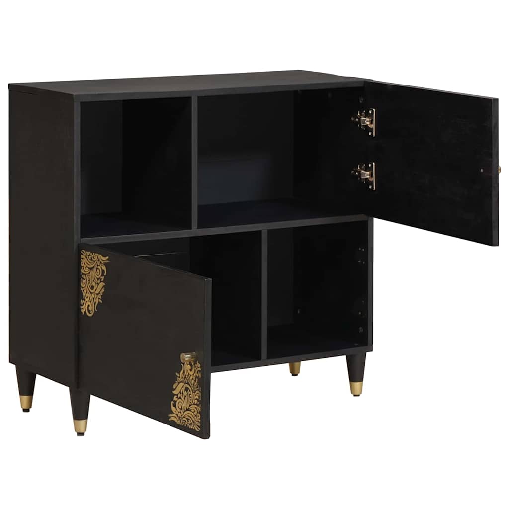 Sideboard Sort 80 x 33 x 75 cm Massivt mangotræ