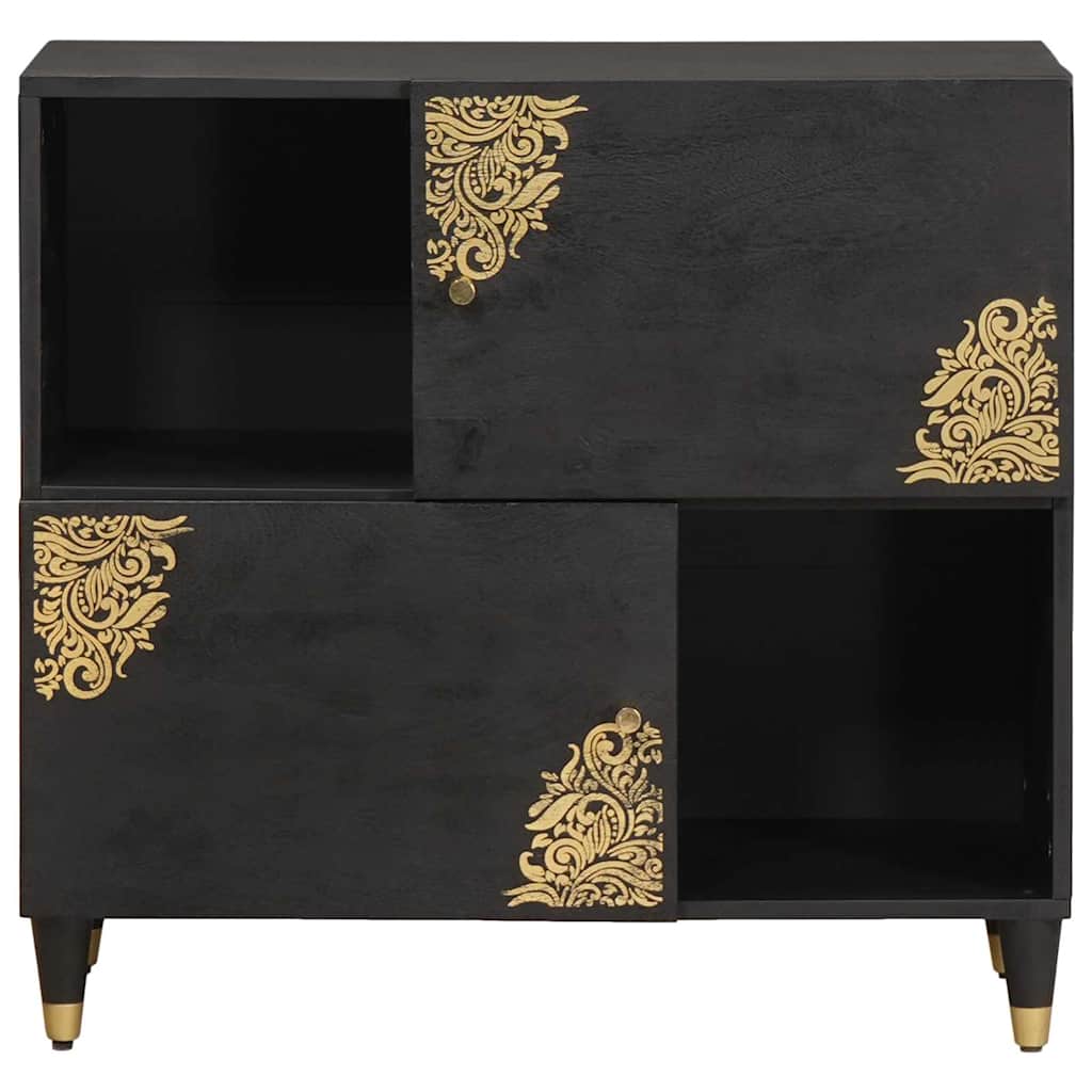Sideboard Sort 80 x 33 x 75 cm Massivt mangotræ