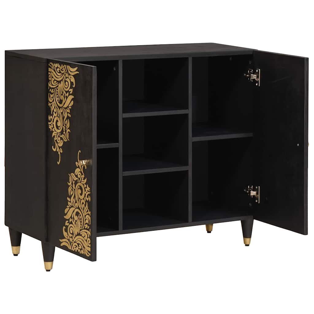 Sideboard Sort 90 x 33 x 75 cm Massivt mangotræ