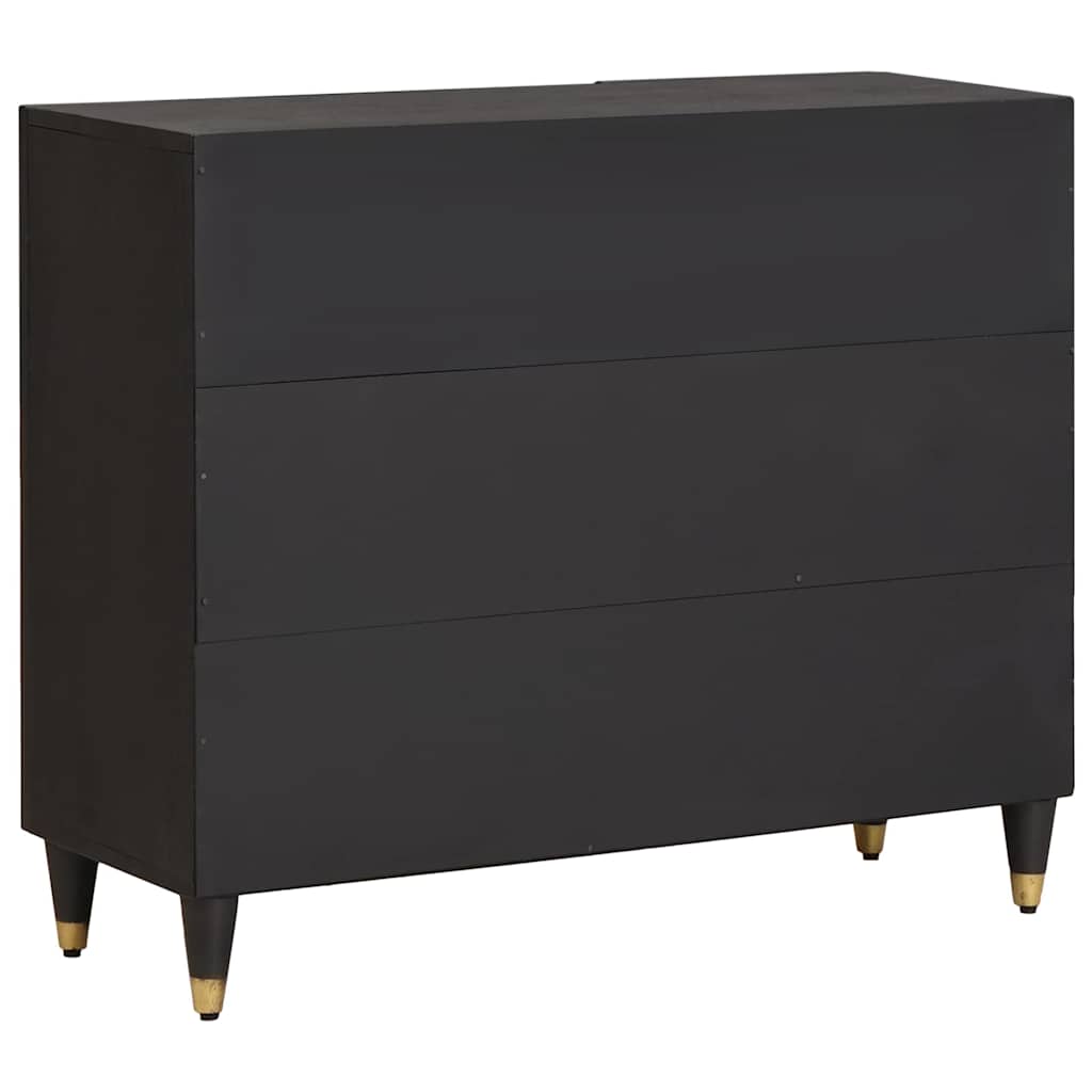 Sideboard Sort 90 x 33 x 75 cm Massivt mangotræ