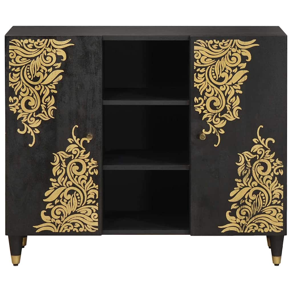 Sideboard Sort 90 x 33 x 75 cm Massivt mangotræ