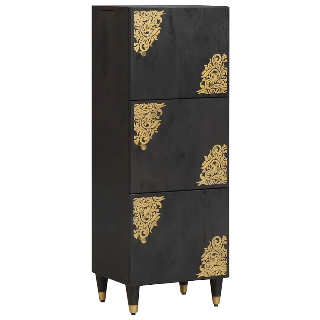 Highboard med hylde Sort 40 x 33 x 110 cm Massivt mangotræ