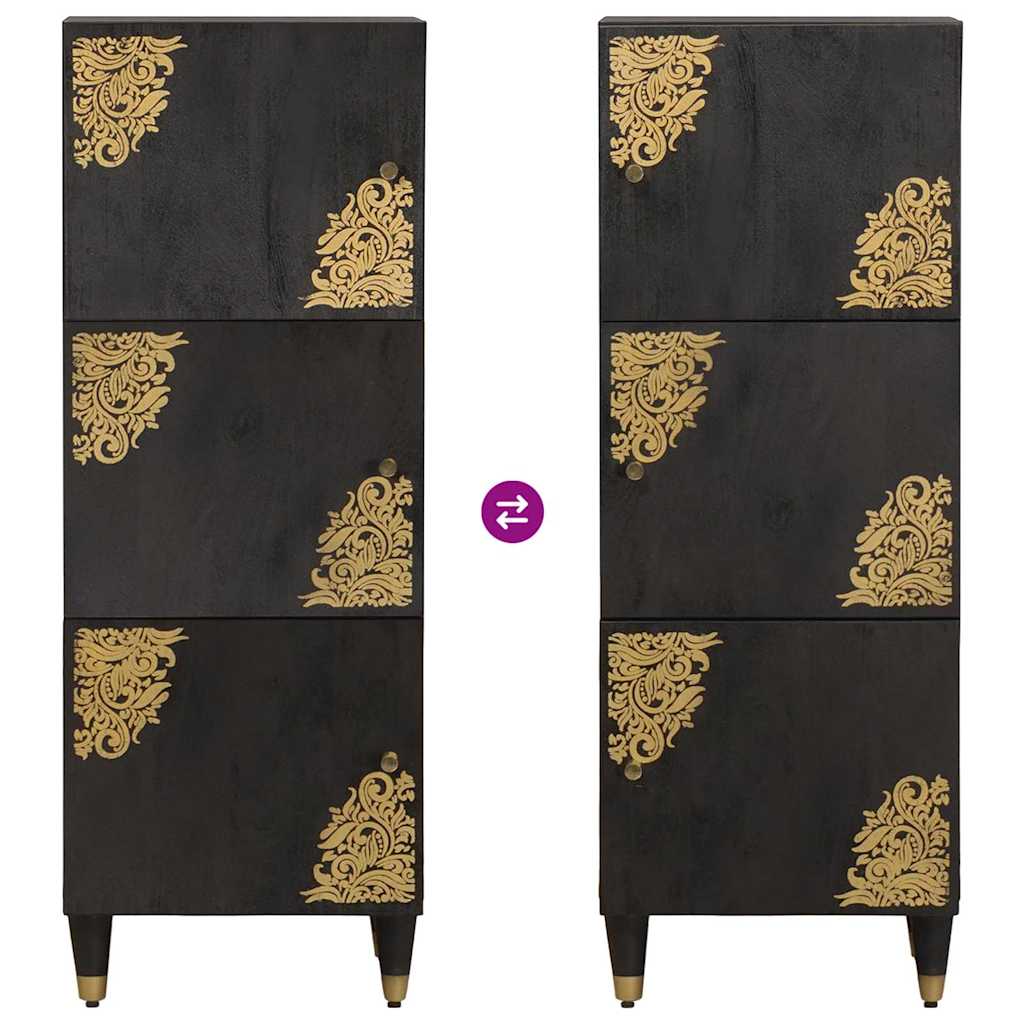 Highboard med hylde Sort 40 x 33 x 110 cm Massivt mangotræ