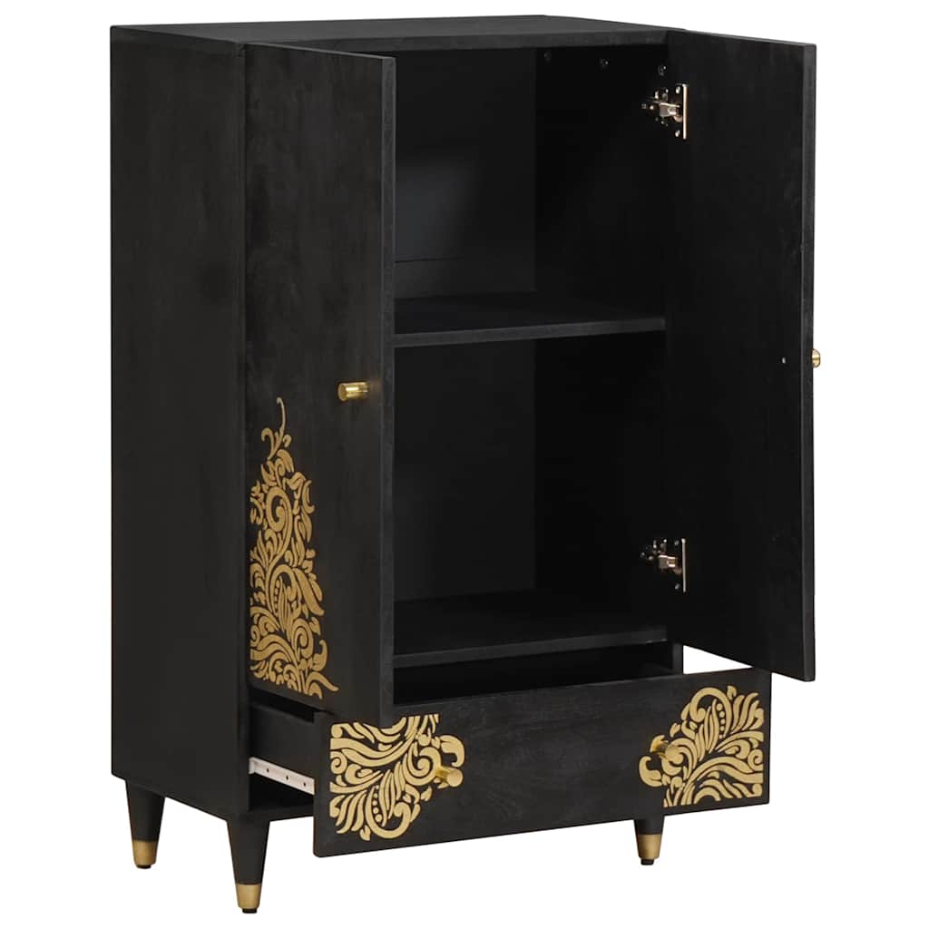 Highboard Sort 60 x 33 x 100 cm Massivt mangotræ