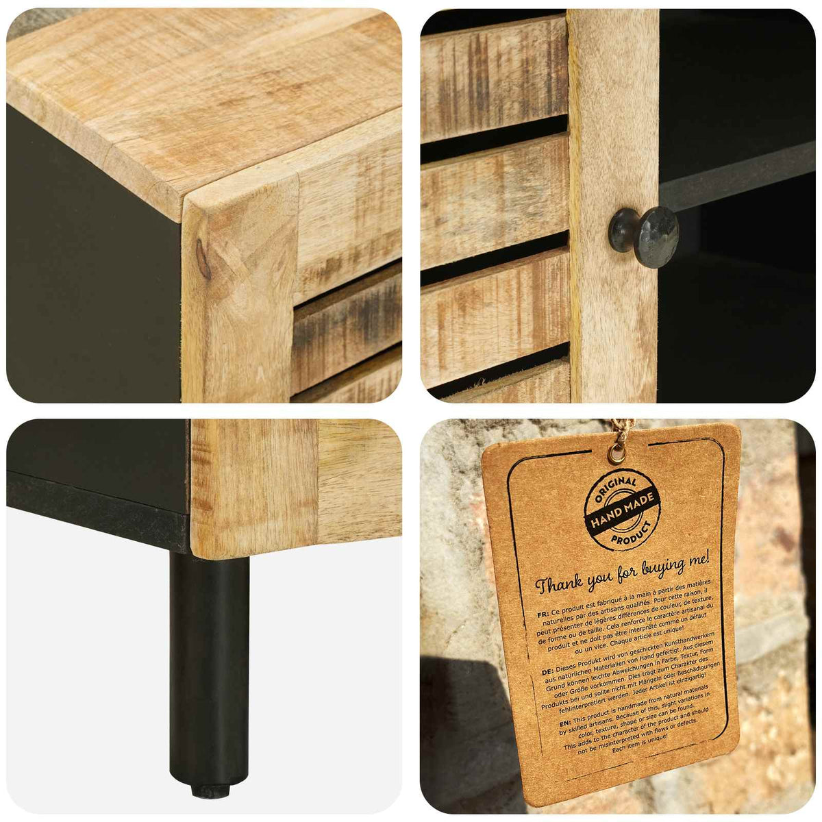 Opbevaringsskabe Naturfarvet 105 x 33 x 46 cm Massivt mangotræ