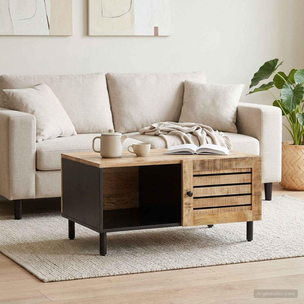 Sofabord Naturfarvet 80 x 50 x 40 cm Massivt mangotræ