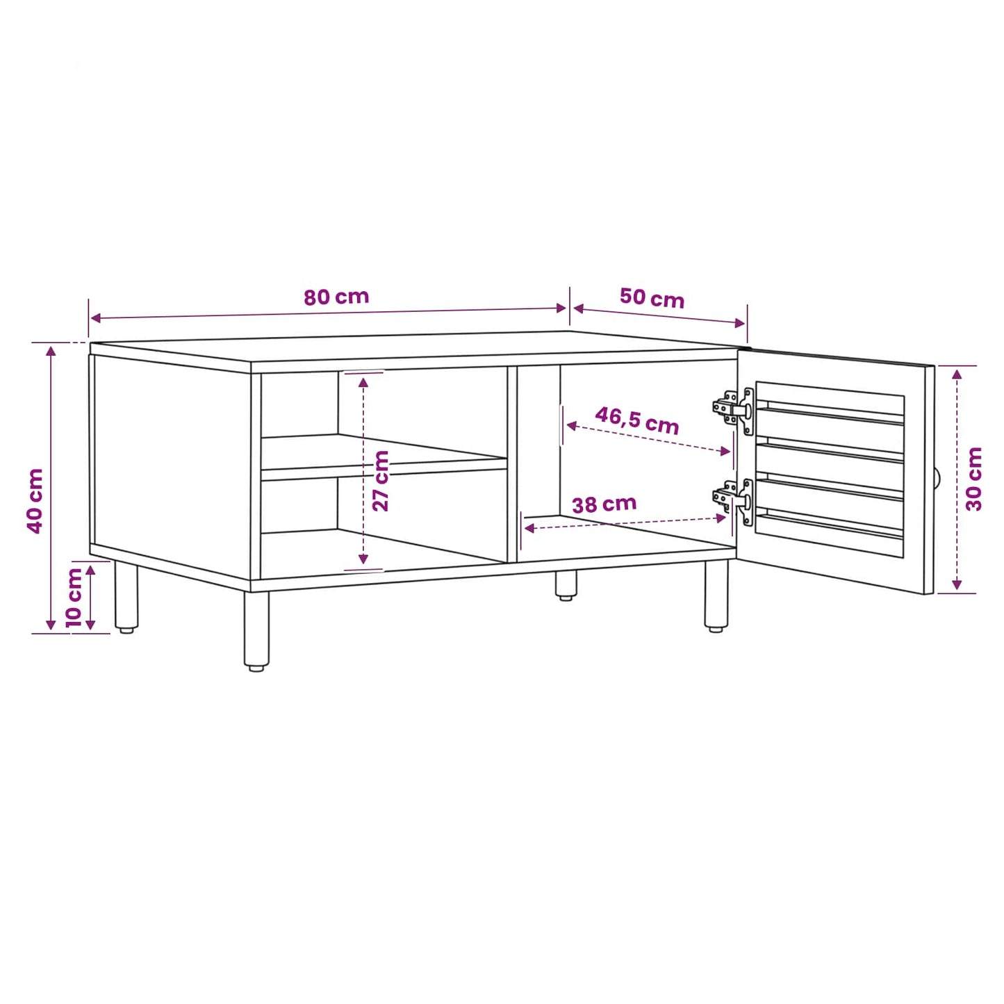 Sofabord Naturfarvet 80 x 50 x 40 cm Massivt mangotræ