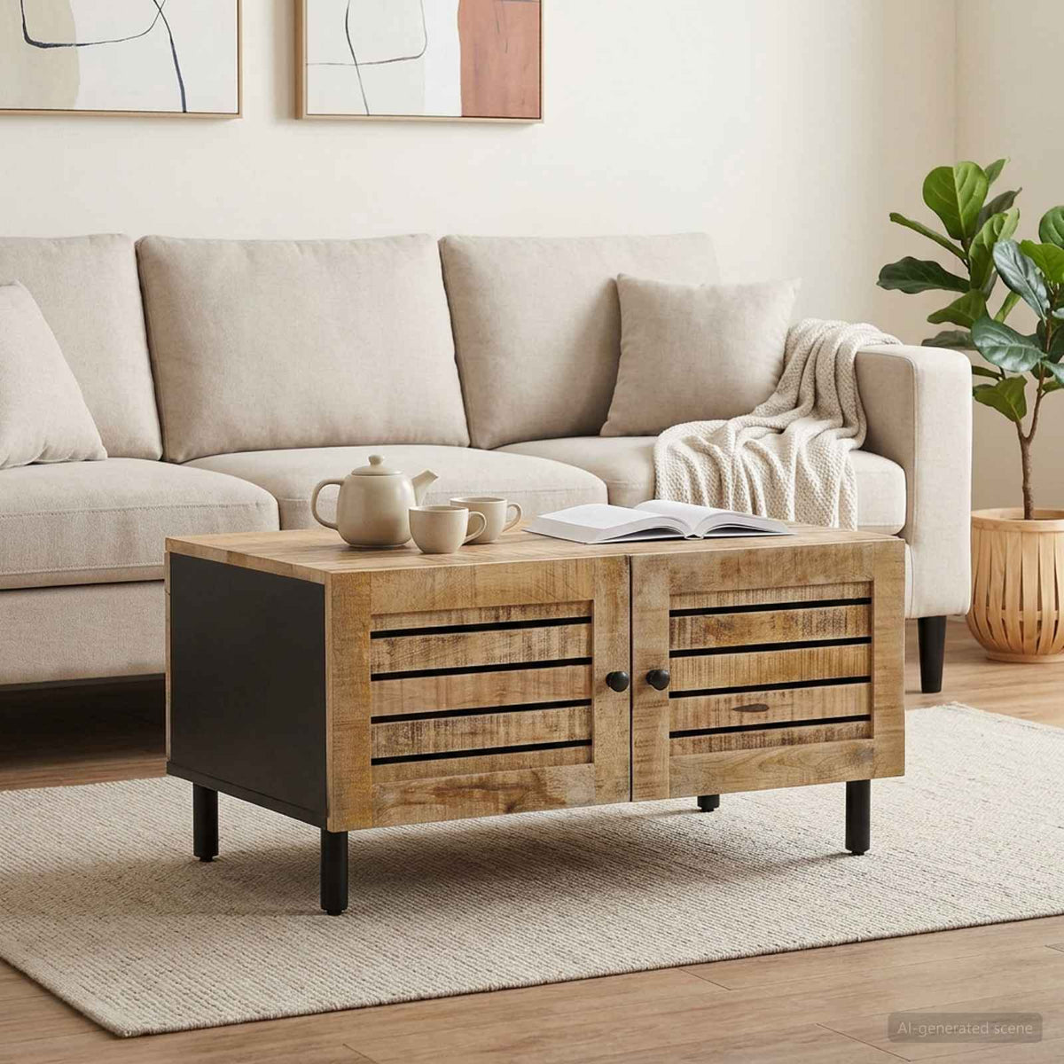 Sofabord Naturfarvet 80 x 50 x 40 cm Massivt mangotræ