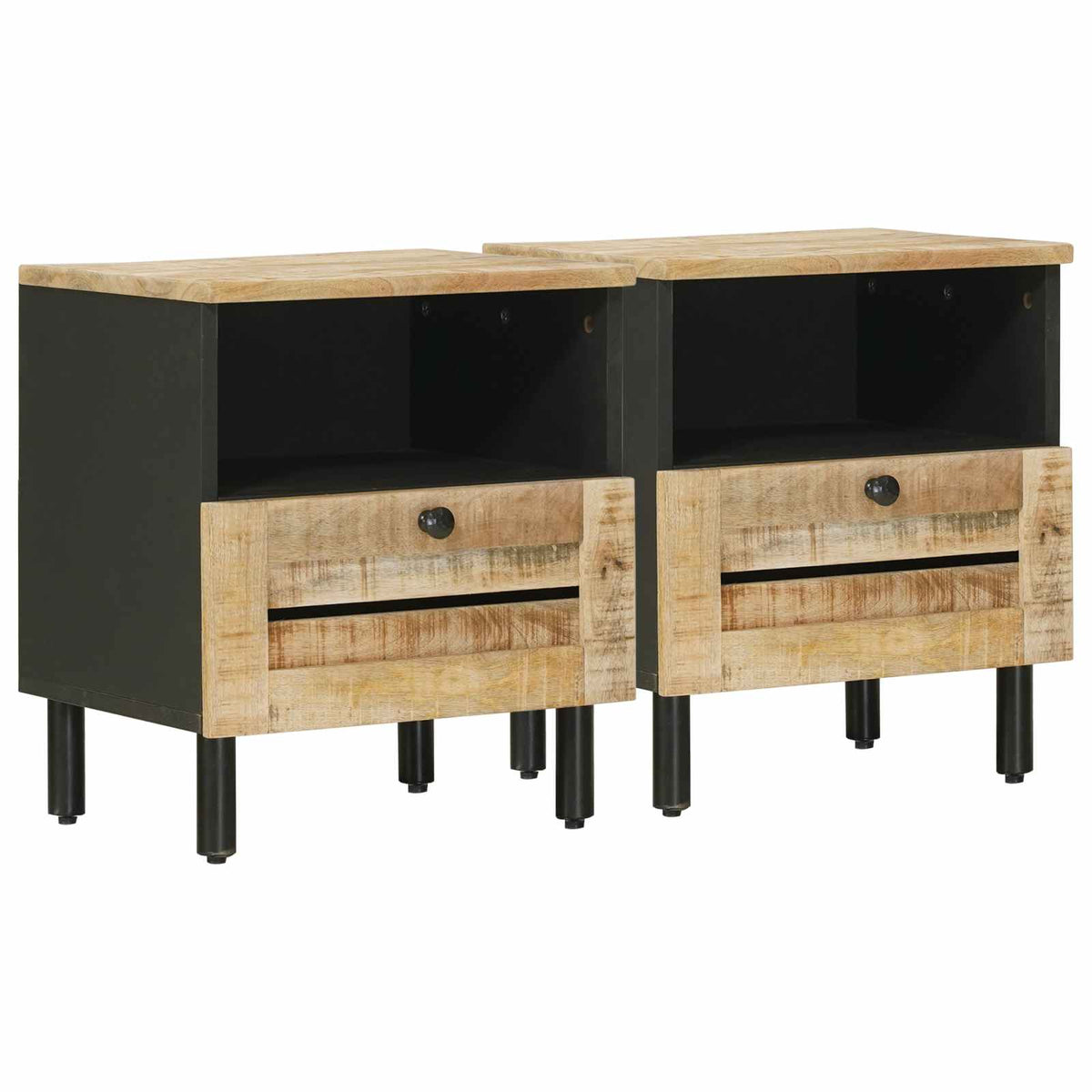 Sengebord 2 stk. Naturfarvet 40 x 33 x 46 cm Massivt mangotræ