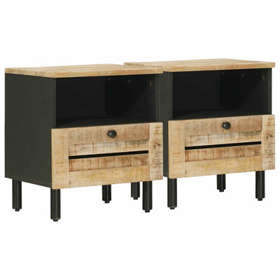 Sengebord 2 stk. Naturfarvet 40 x 33 x 46 cm Massivt mangotræ