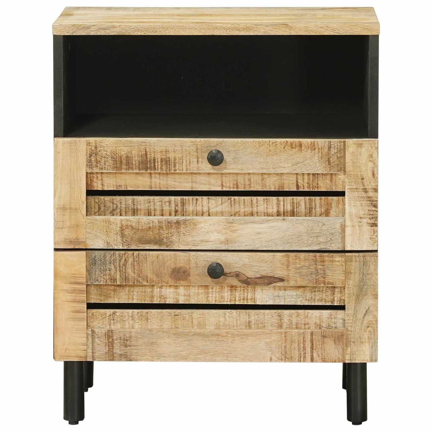 Sengebord Brun og sort 50 x 33 x 60 cm Massivt mangotræ